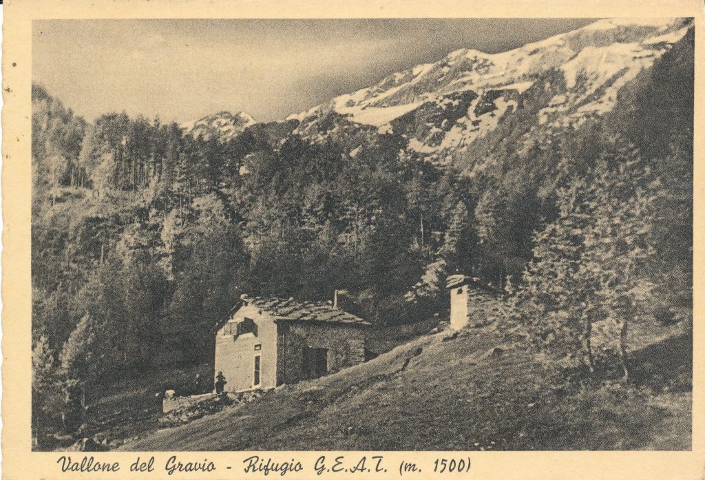 Vallone del Gravio (v. di Susa) - Rifugio GEAT (m. 1478) da una cartolina d’epoca (Archivio privato Guglielmo Girardi)